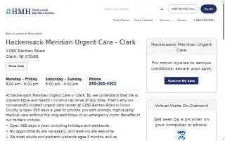 Hackensack Meridian Urgent Care - Clark website