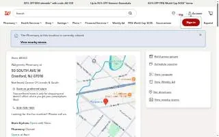 Walgreens Pharmacy of Cranford website