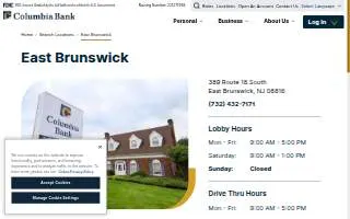 Columbia Bank of East Brunswick website