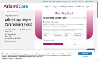 AtlantiCare Urgent Care Somers Point of Egg Harbor website