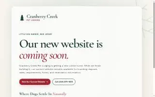 Cranberry Creek Pet Lodging website