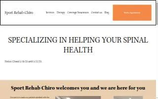 Sport Rehab Chiro website