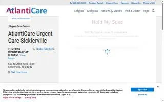 AtlantiCare Urgent Care Sicklerville website