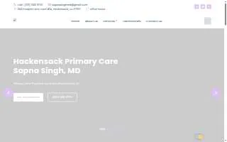 Hackensack Primary Care: Sapna Singh, MD website