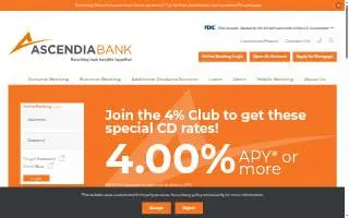 Ascendia Bank of Hawthorne website