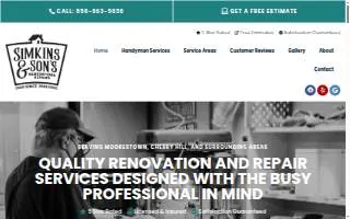 Simkins And Sons Renovation And Repairs of Maple Shade website