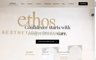 Ethos Aesthetics + Wellness of Morristown website