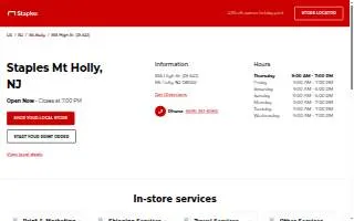 Staples of Mount Holly website