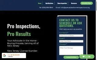Specialized Home Inspections of Moorestown website
