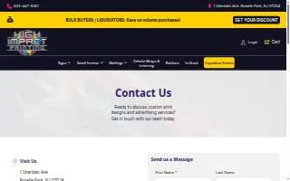 High Impact Printing website
