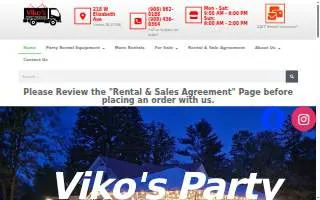 Vikos Party Rentals of Roselle website