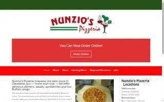 Nunzio's Pizza website