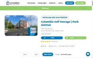 Columbia Self Storage of Plainfield website