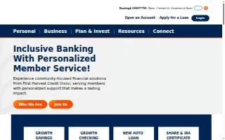 First Harvest Credit Union website
