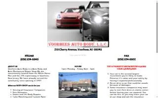 Voorhees Auto Body website