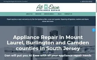 At Ease Appliance Repair of Mount Laurel website