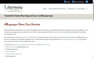 Harmony Home Health & Hospice of Albuquerque website