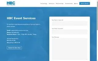 HBC Event Services website