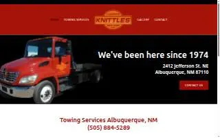 Knittles Towing Services of Albuquerque website