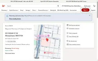 Walgreens Pharmacy at Presbyterian Hospital website