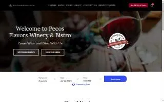 Pecos Flavors Winery + Bistro website