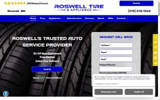 Roswell Tire and Appliance website