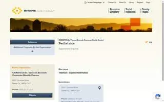 Christus St. Vincent Camino Entrada Pediatrics website