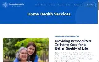 Professional Home Health Care of Santa Fe website