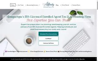 Affinity Accounting & Tax of South Valley website