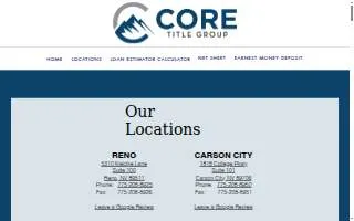 Core Title Group-Carson City Branch website
