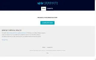 Serenity Mental Health website
