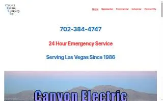 Canyon Electric Company Inc. of North Las Vegas website
