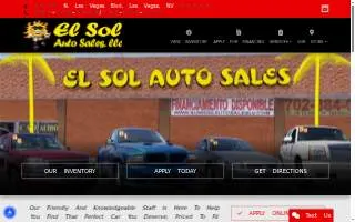 El Sol Auto Sale website