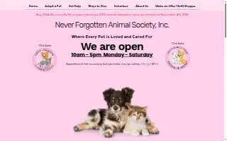 Never Forgotten Animal Society, Inc. website