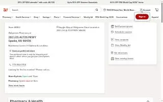 Walgreens Pharmacy of Sparks website
