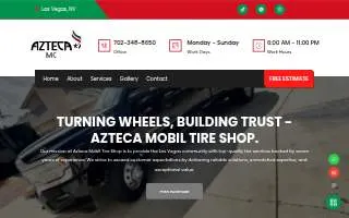 Azteca Mobile Tire shop of Sunrise Manor website