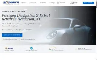 Sonny's Auto Repair Services website