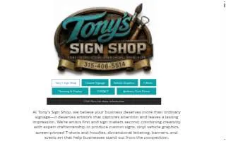 Tony's Sign Shop website