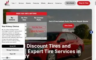 National Discount Tires and Wheels website