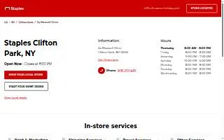 Staples of Clifton Park website