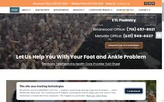 ETL Podiatry of Dix Hills website