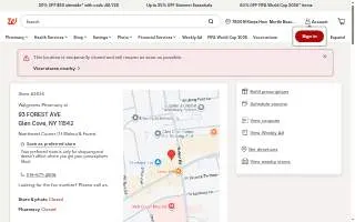 Walgreens Pharmacy of Glen Cove website