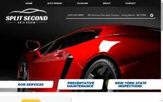 Split Second Auto Repair website