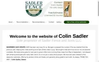 Sadler Fence and Sons LLC of North Tonawanda website