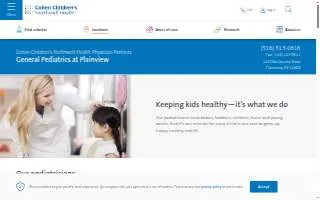 Cohen Children's Northwell Health Physician Partners General Pediatrics at Plainview website