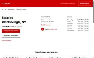 Staples of Plattsburgh website