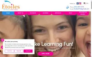 Etoiles Preschools website