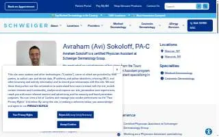 Avraham (Avi) Sokoloff, PA-C Schweiger Dermatology Group website