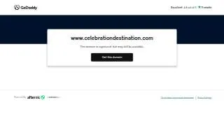 Celebration Destination website