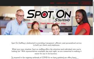 Spot On Staffing of Amherst website